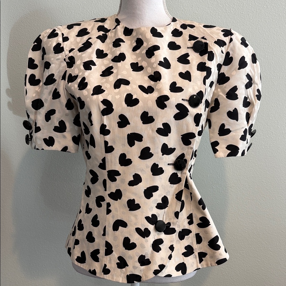 Stylish SILK Heart Print Women's Blouse
